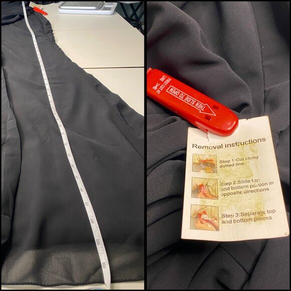 Mac Duggal Black Embellished Shoulder Short Sleeves V-Neck Wrap Dress Size 8 NEW - Picture 8 of 14